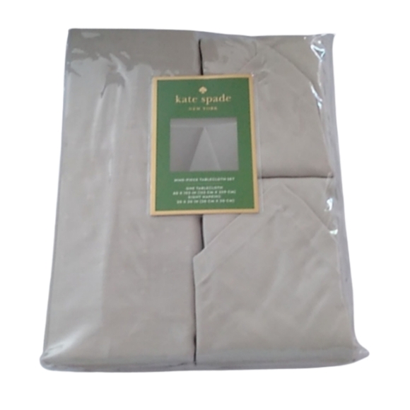 Kate Spade Soft Gold Larabee Dot Tablecloth + 8 Napkins, 9pc Set - Picture 1 of 7